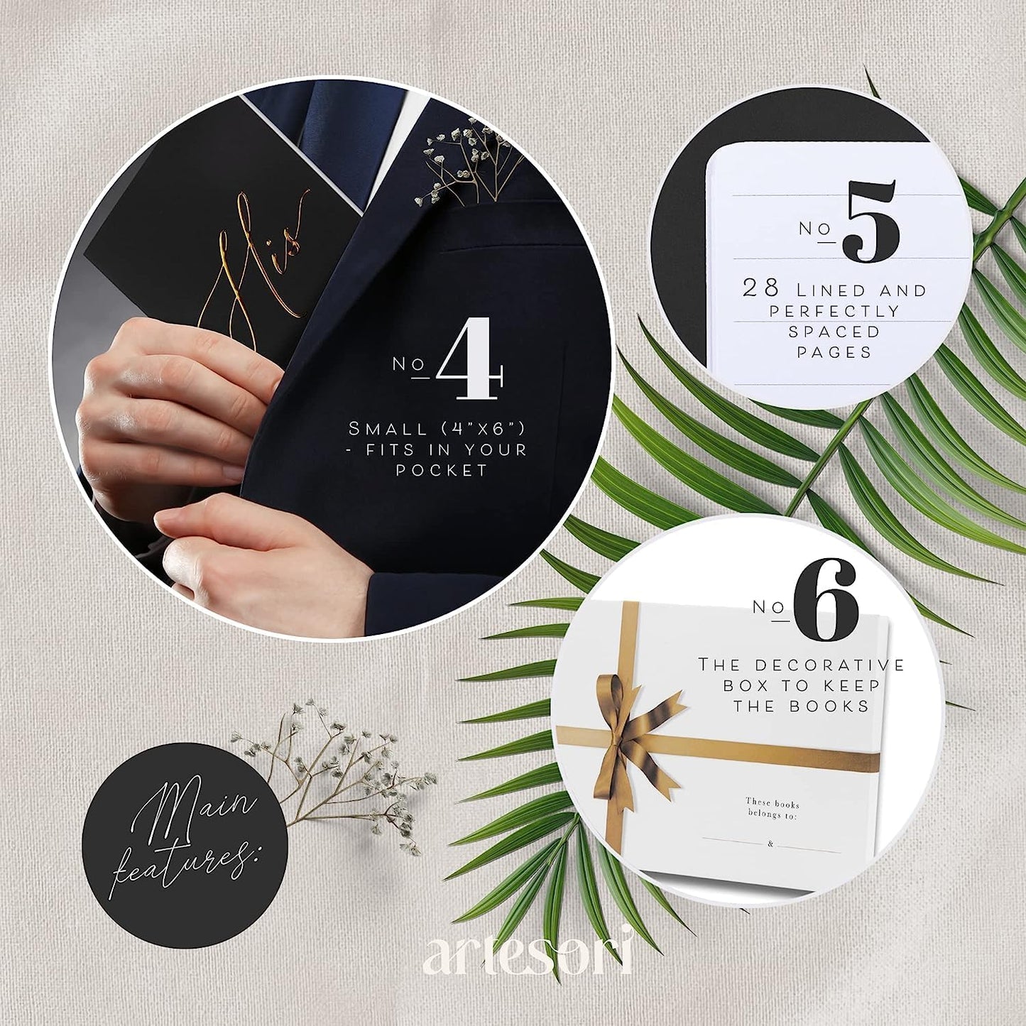 ARTESORI Wedding Vow Book for Her & Him, Soft Touch, Gold Foil Engraving, 28 Lined Pages, Wedding Vow Books His and Hers, Wedding Essentials, Wedding Registry Ideas, His and Hers Gifts [Mint & Sage]