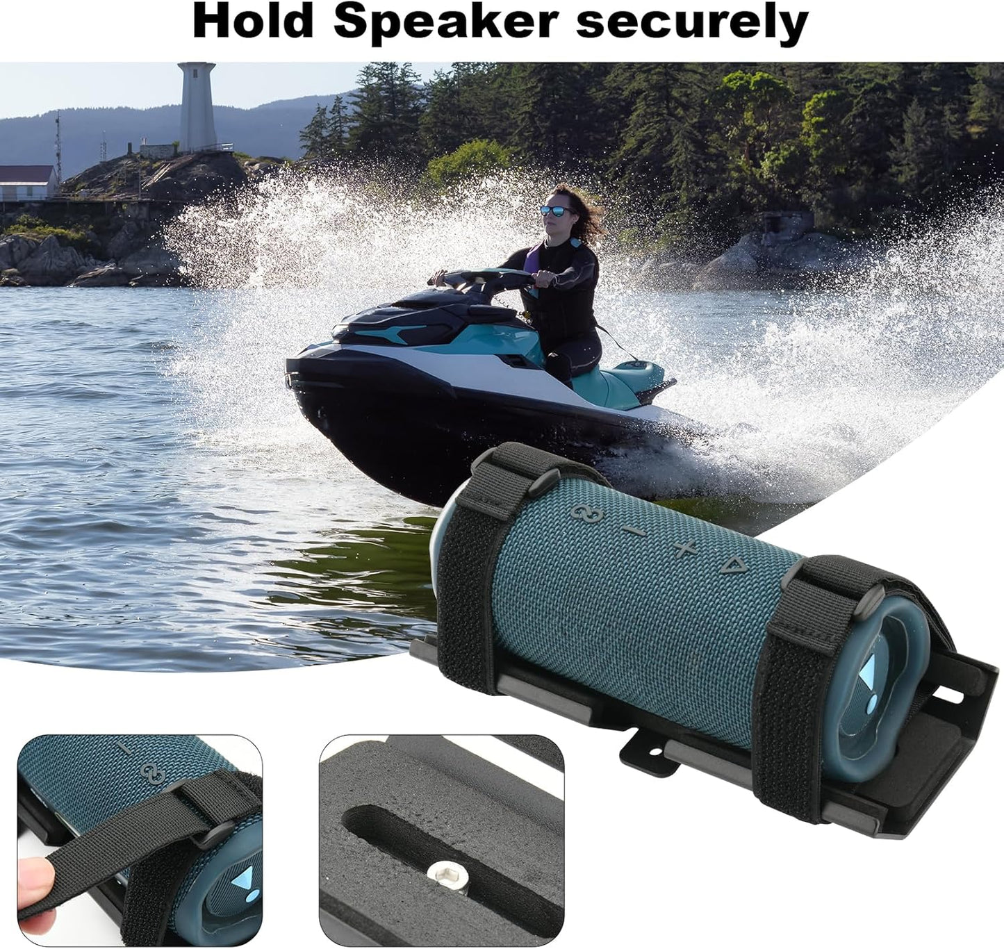 TXEsign Portable Speaker Mount for Jet Ski/Snowmobile/Boat/Sea-Doo, Speaker Bracket Metal Speaker Mount Holder for JBL Charge 4/5, JBL Flip 5/Flip 6/UE Boom 3/Wingman View Golf