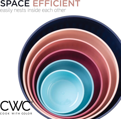 COOK WITH COLOR Prep Bowls with Lids- 8 Piece Nesting Plastic Small Mixing Bowl Set with Lids (Teal Ombre)