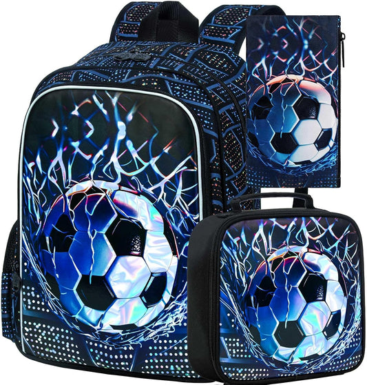 3pcs Backpack for Boys and Girls, 16” Kids Kindergarten Bookbag with Lunch Box, Cute Elementary Backpacks for Boy Girl