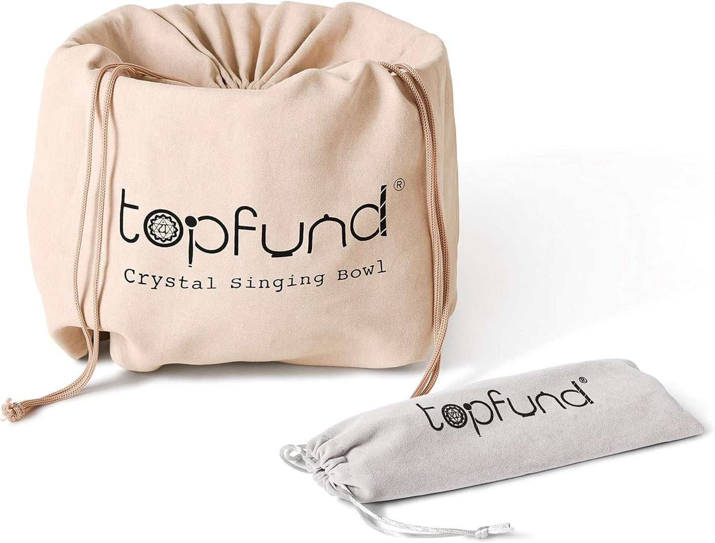 TOPFUND F Note Crystal Singing Bowl Heart Chakra 8 inch with Heavy Duty Carrying Case and Suede Striker