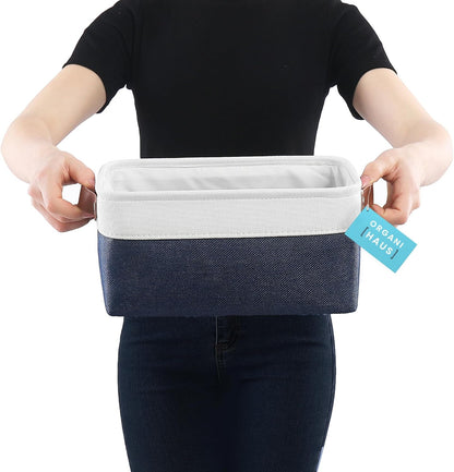 OrganiHaus Large Fabric Storage Baskets for Shelves 3 Pack, 15x11in Closet Storage Bins for Shelves, Cloth Baskets, Fabric Storage Cubes, Linen Closet Organizers, Fabric Basket, White Basket