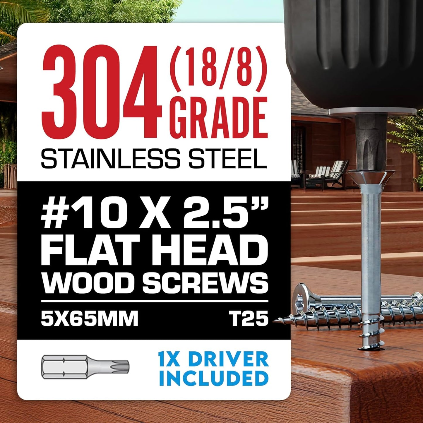 #10 x 3 Inch Stainless Steel Deck Screws 350 Pieces | T25 Star Torx Drive Flat Head | 304 Grade Stainless Steel Wood Screws High Corrosion Resistance by Allen's Trading Co. Eagle Claw Fasteners