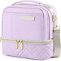 Lunch Box Bag Women Girls - Double Deck Vegan Leather Insulated Waterproof Leakproof Cooler for Work Travel Picnics - Back to School Teacher Mothers Day Christmas Birthday Gifts (Purple, Medium 10L)
