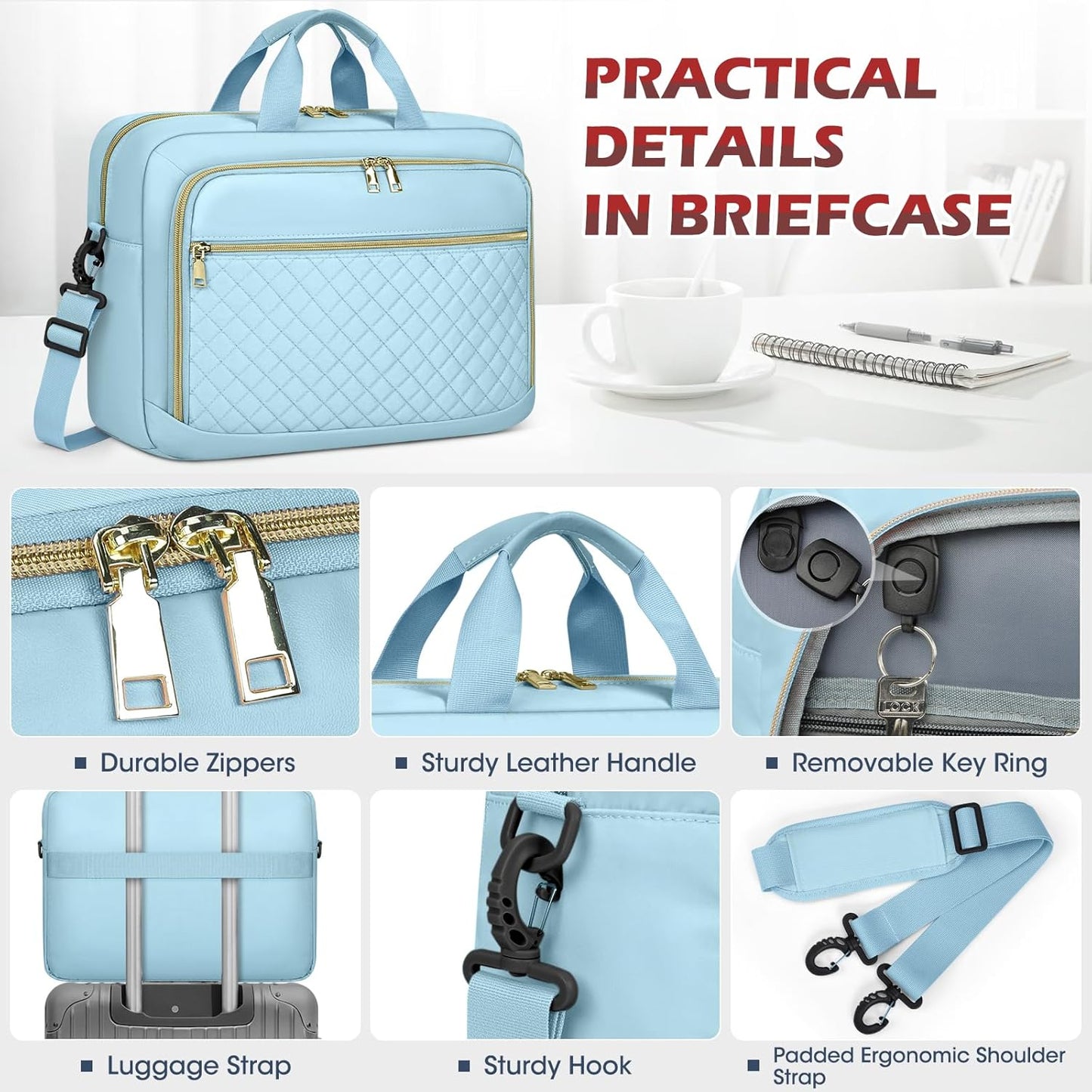 Laptop Bag 17 Inch Laptop Briefcase for Women Waterproof Computer Messenger Bag Professional Laptop Case for Business Work - PuriLite
