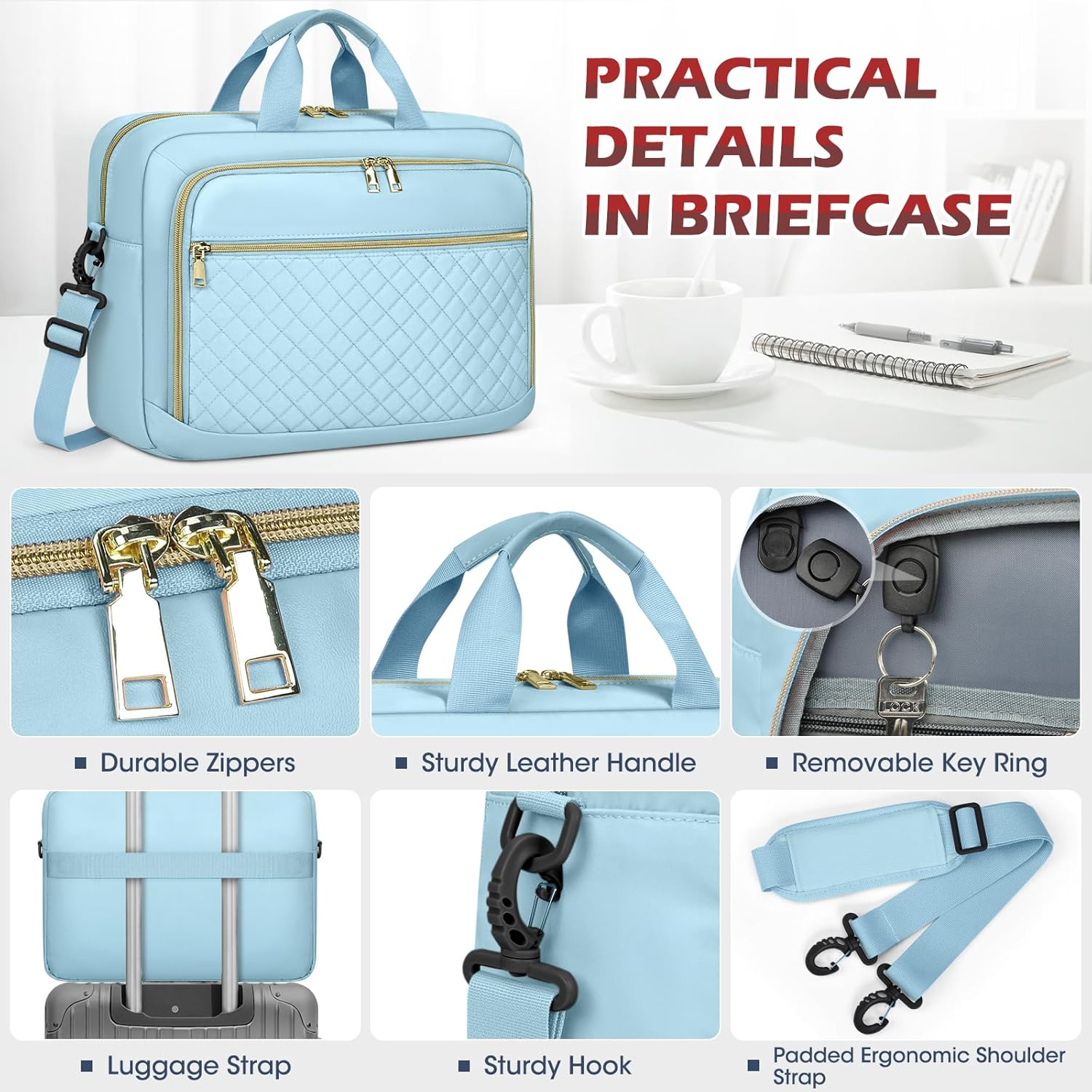 Laptop Bag 17 Inch Laptop Briefcase for Women Waterproof Computer Messenger Bag Professional Laptop Case for Business Work - PuriLite