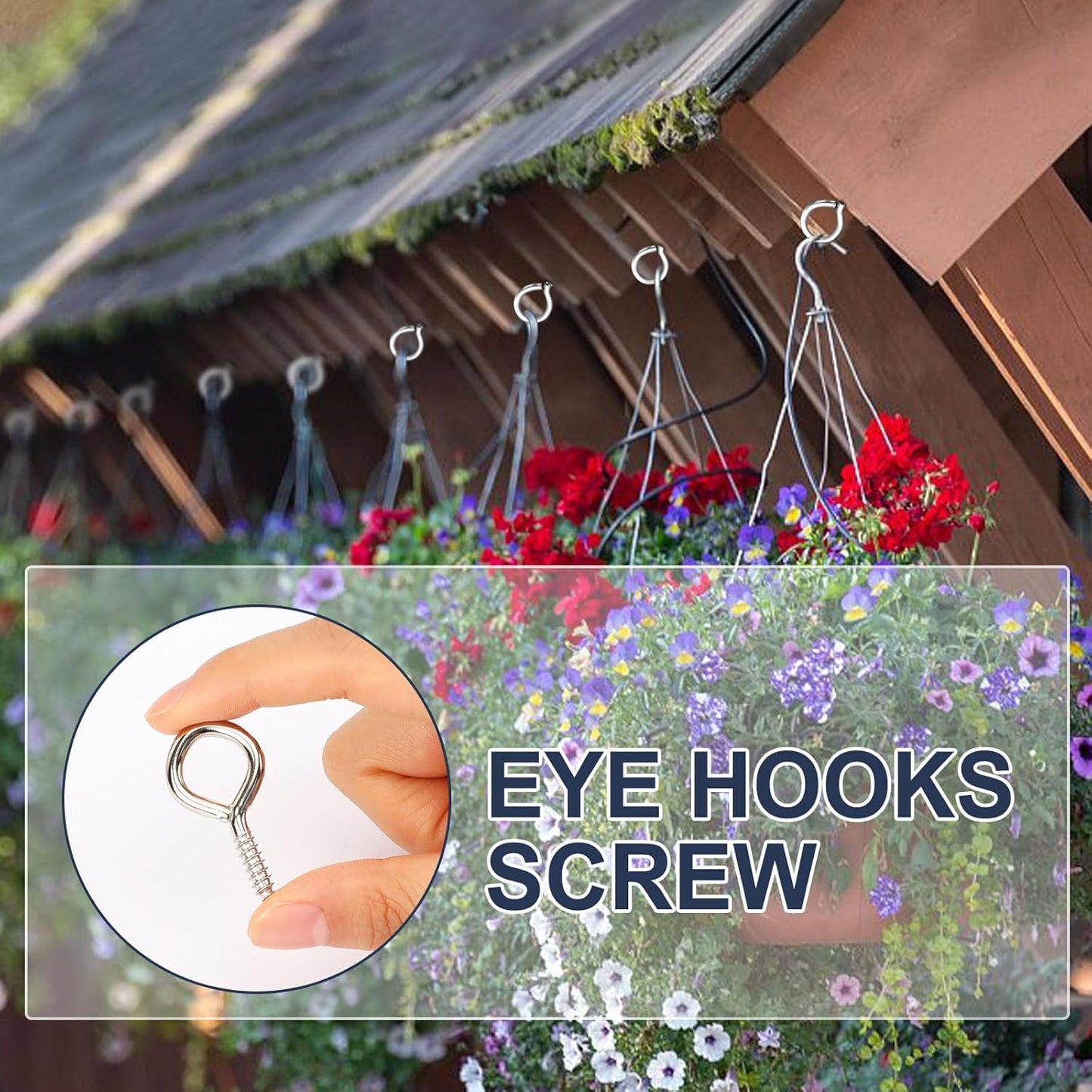 AUGSUN Eye Hooks, 12Pack 2.5 Inch Eye Hooks Heavy Duty 304 Stainless Steel Eye Screw,Screw Eyes Metal Screw Hooks Ring Screws Fasteners Hardware Tools