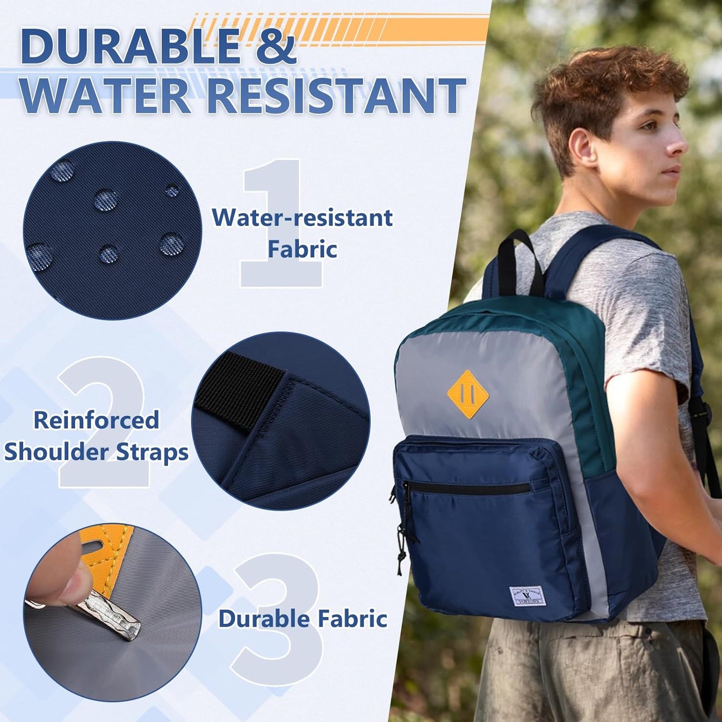 School Backpack for Kids,Lightweight Water Resistant Work Travel Backpack for Women Men Teens VONXURY