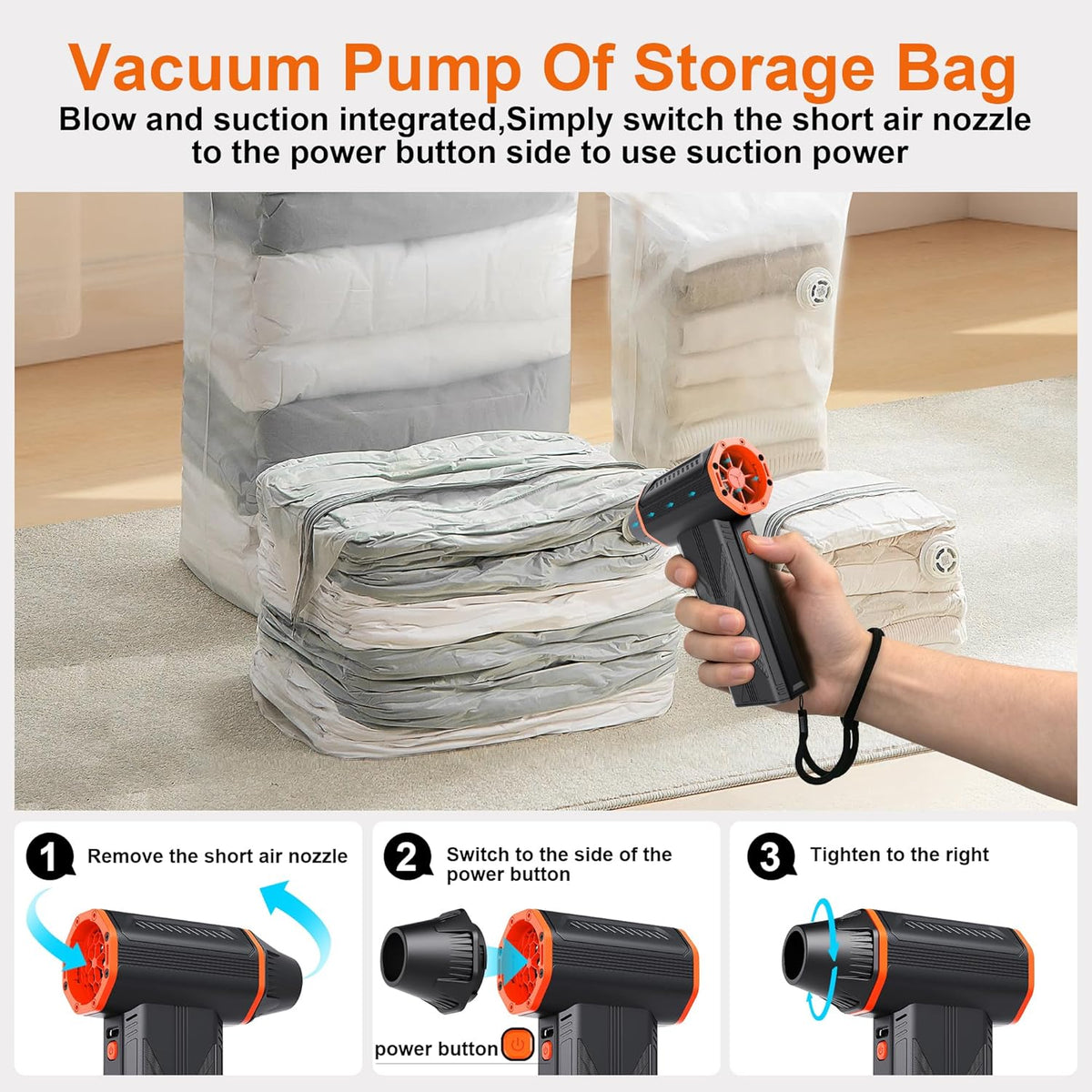 Compressed air Duster & Small Vacuum,150000RPM 3in1 Computer Vacuum Cleaner