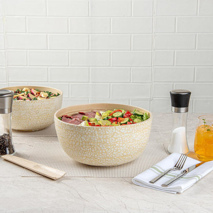 Restaurantware-Bambuddha 51 Ounce Extra Large Salad Bowl, 1 Heavy-Duty Round Salad Bowl - Sustainable, Reusable, Blue Bamboo Serving Dish, for Serving Salads, Fruits, and Appetizers