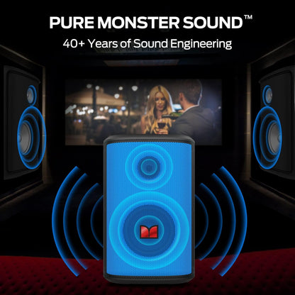 Monster Sparkle Bluetooth Speaker Loud, 120W Peak Portable Speaker with Powerful Sound and Heavy Bass, Full-Screen Colorful Lights, 24H Playtime, AUX, USB Playback, Waterproof