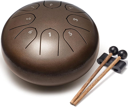 Lronbird Steel Tongue Drum Percussion, 6 Inch 8 Notes Musical Instruments, Music Gifts for Family Friends (Malachite)