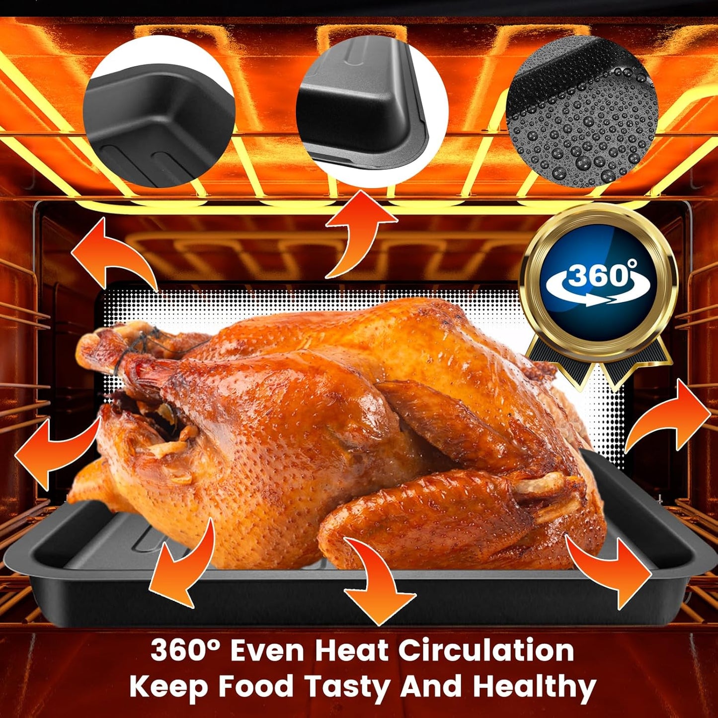 Air Fryer Toaster Oven Accessories for COSORI Smart 12 in 1 C130 CS130 CO130 Convection Oven, 14’’*12’’ Non-Stick Rectangle Air Fryer Rack Replacement Parts Grill Pan Grill Plate Crisper Plate Tray