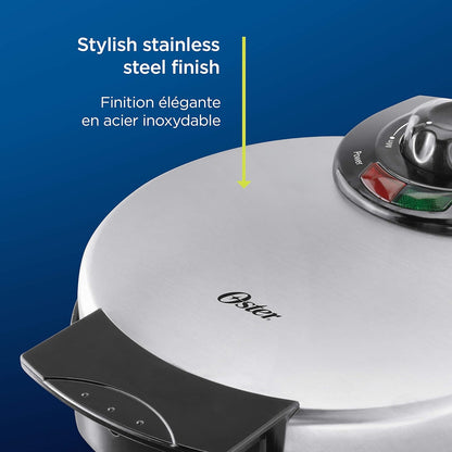 Oster Belgian Waffle Maker, 8", Stainless Steel