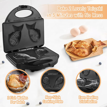FineMade Mini Waffle Maker Machine, Small Waffle Bites Maker for Kids, Makes 8 x 2” Tiny Waffle Bites, Ideal for Breakfast, Snacks, Desserts and More