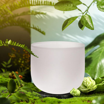 TOPFUND F Note Crystal Singing Bowl Heart Chakra 8 inch with Heavy Duty Carrying Case and Suede Striker