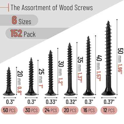 Mr. Pen Wood Screws Assortment Kit, 152 Pcs, Phillips Tips, Wood Screws, Screws, Assorted Screws, Screws Set, Flat Head Screws, Assorted Wood Screws, Screws Assortment, Screw Set Assortment