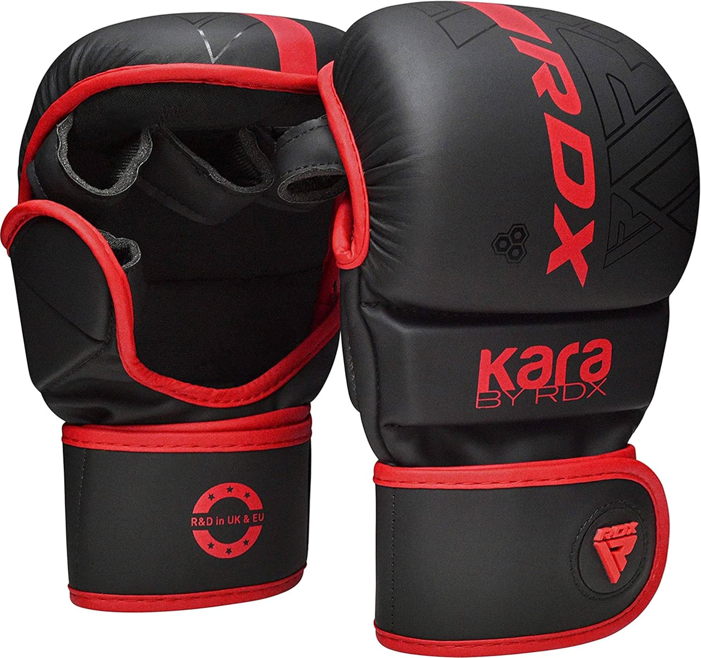 RDX MMA Gloves Sparring Grappling, Hybrid Open Palm Martial Arts Mitts Men Women, Maya Hide Leather Wrist Support, Cage Fighting Combat Sports, Muay Thai Training, Punching Bag and Kickboxing