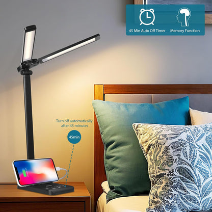 Semlos LED Desk Lamp for Home Office, Eye-Caring Table Light, 25 Lighting Modes, 45 Min Auto Timer, Touch Control, Dimmable, White