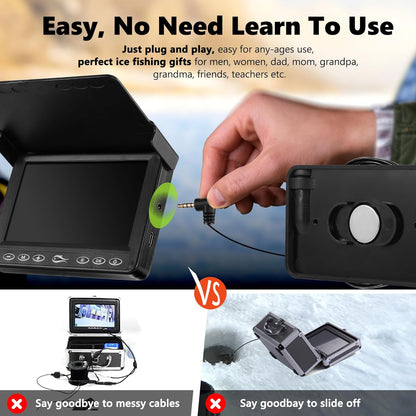 2026 Underwater Fishing Camera - FishPRO® 4.3'' 5,000mAh, (NO Need Learn) Ice Fishing Camera Fish Finder Gift for Men, 3-Grade IR, USB-C, 1000TVL, 50ft Cable, (Easy to Use for Any Age) Ice Fish Camera