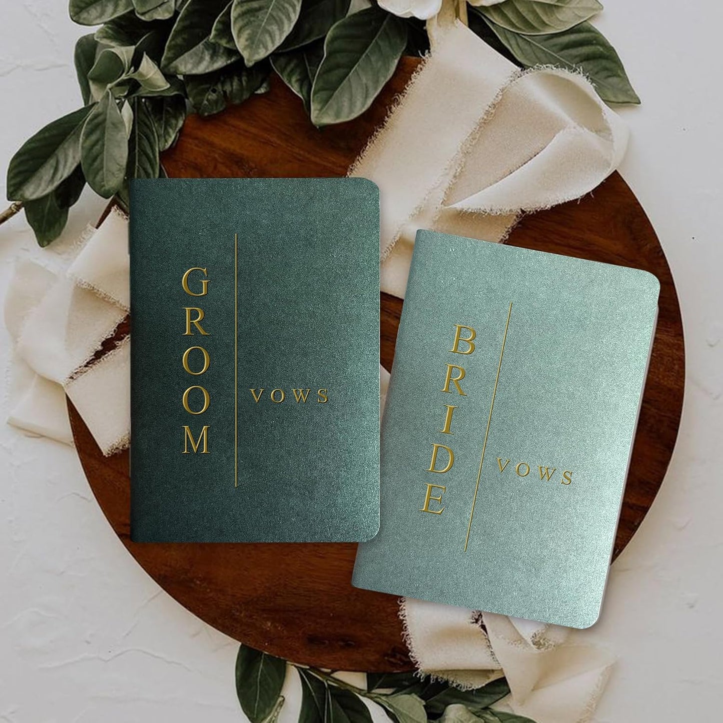 WeddingGiftsWedding Vow Books His and Hers Soft Touch Gold Foil Engraving Vow Books Wedding Essentials Wedding Accessories(TR-HH-Black)