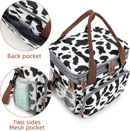 Lunch Bag Women Insulated Lunch Box for Work, Purple Expandable Large Lunch Bags, Leakproof Double Deck Lunch Box Cooler Bag（Purple）
