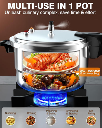 Purilite Select 10Qt Aluminum Pressure Cooker with Release Valve &amp; Safety Lock