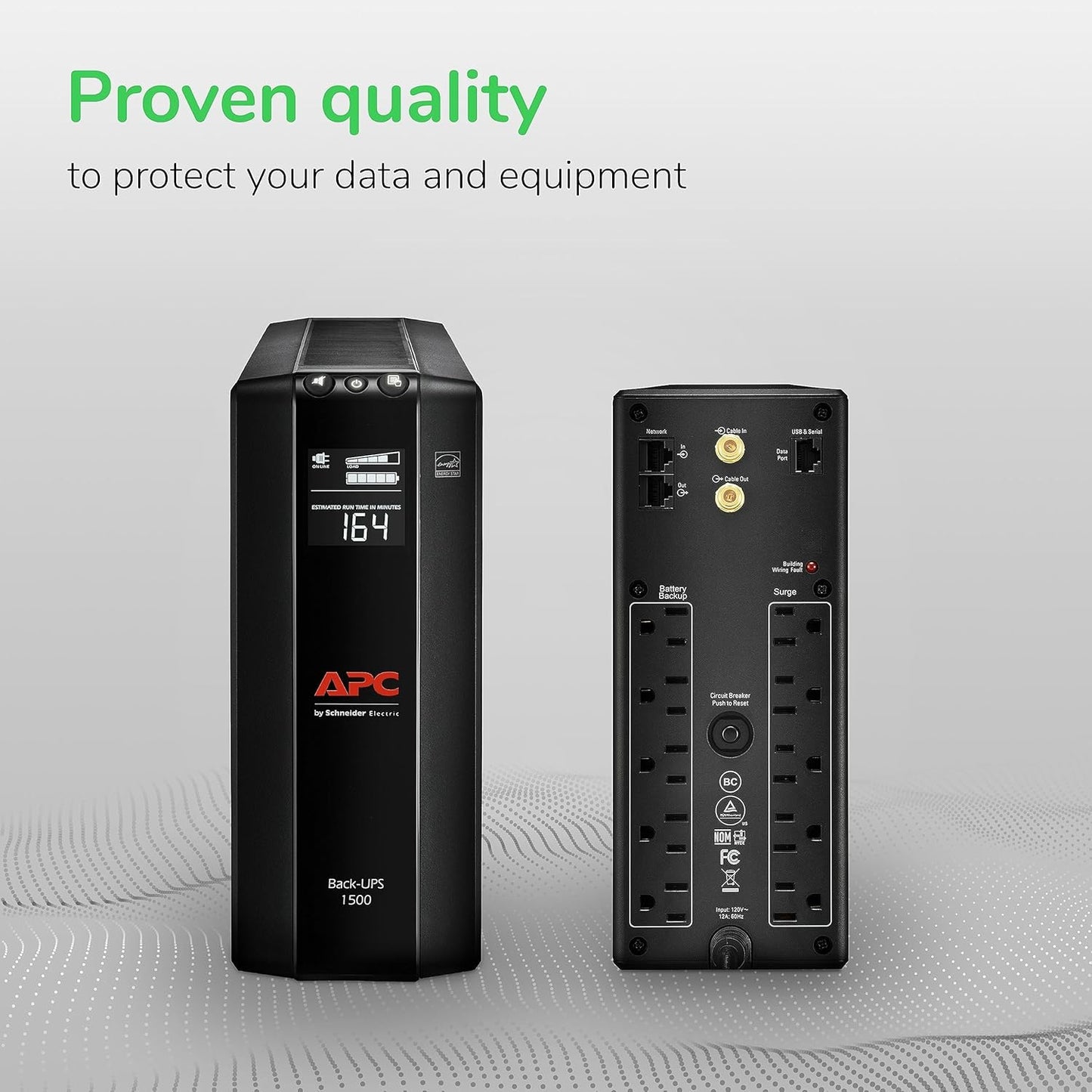 APC 1500VA UPS Battery Backup & Surge Protector, APC UPS Back-UPS Pro (BX1500M)
