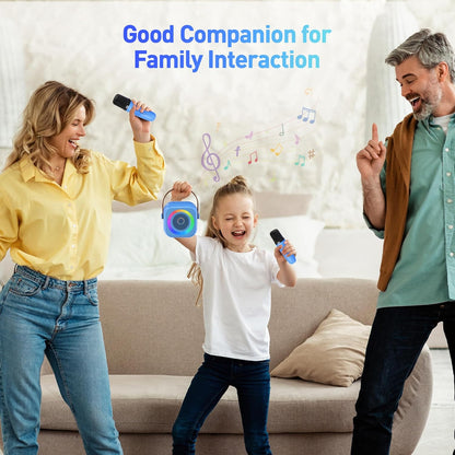 Mini Karaoke Machine：Portable Bluetooth Karaoke Microphone Singing Speaker with 2 Wireless Mic and Light Kids Adults,Christmas Birthday Gifts for Girls Boys Family Home Party(Green)