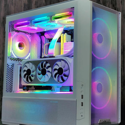 AsiaHorse COSMIQ-Black 120mm PC RGB Fans, 5V 3-PIN Connector Daisy Chain FDB PWM Computer Case Fans with RGB Controller for Cases CPU Liquid Coolers, 3Pack (Black) (White, 3_Pack_Forward_Blade)