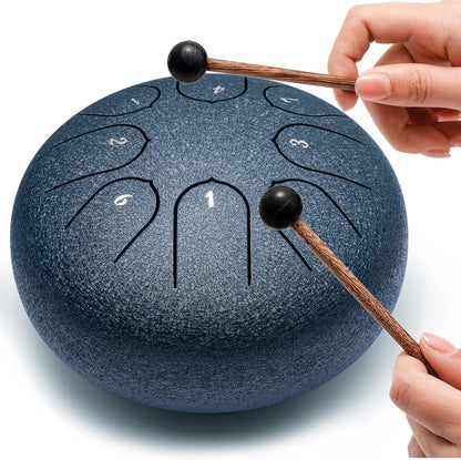 Lronbird Steel Tongue Drum Percussion, 6 Inch 8 Notes Musical Instruments, Music Gifts for Family Friends (Malachite)