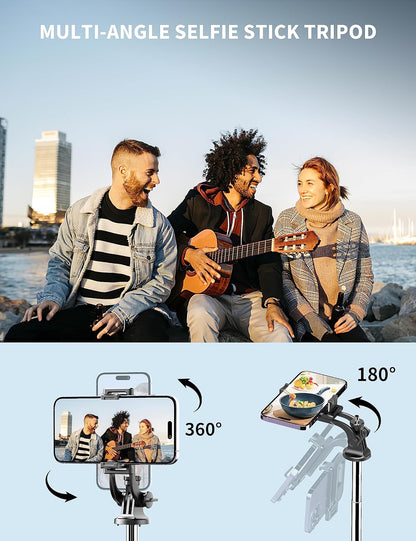 71" Phone Tripod & Selfie Stick, All in One Extendable Cell Phone Tripod with Wireless Remote, Travel Tripods Stand for iPhone 360° Rotation Compatible with iPhone Android Phone, Camera