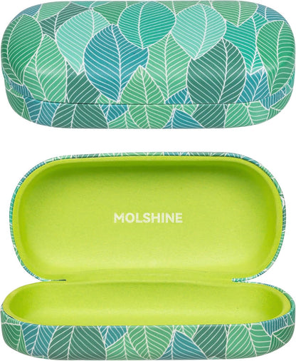 molshine Hard Shell Leather Sunglasses Case,Classic Large Glasses Case for Women Men,Sunglass Eyeglasses