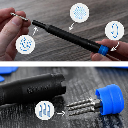 iFixit Essential Electronics Repair Toolkit with Precision Screwdriver – Compact PC, Laptop & Phone Repair Tool Set with Magnetic Bits - PuriLite