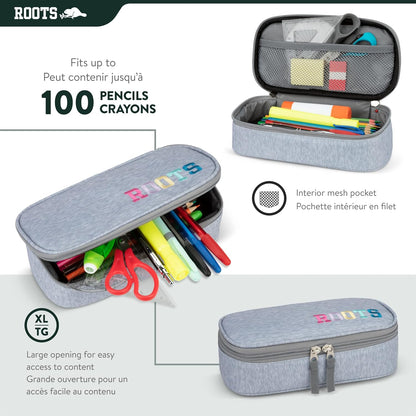 Roots Athletic 3-in-1 Matching Water Resistant Teen Backpack and Lunch Bag Set with Bonus Pencil Case - Made from 100% Recycled Fabrics - 34 litres, Blue Black Navy Camo, XL