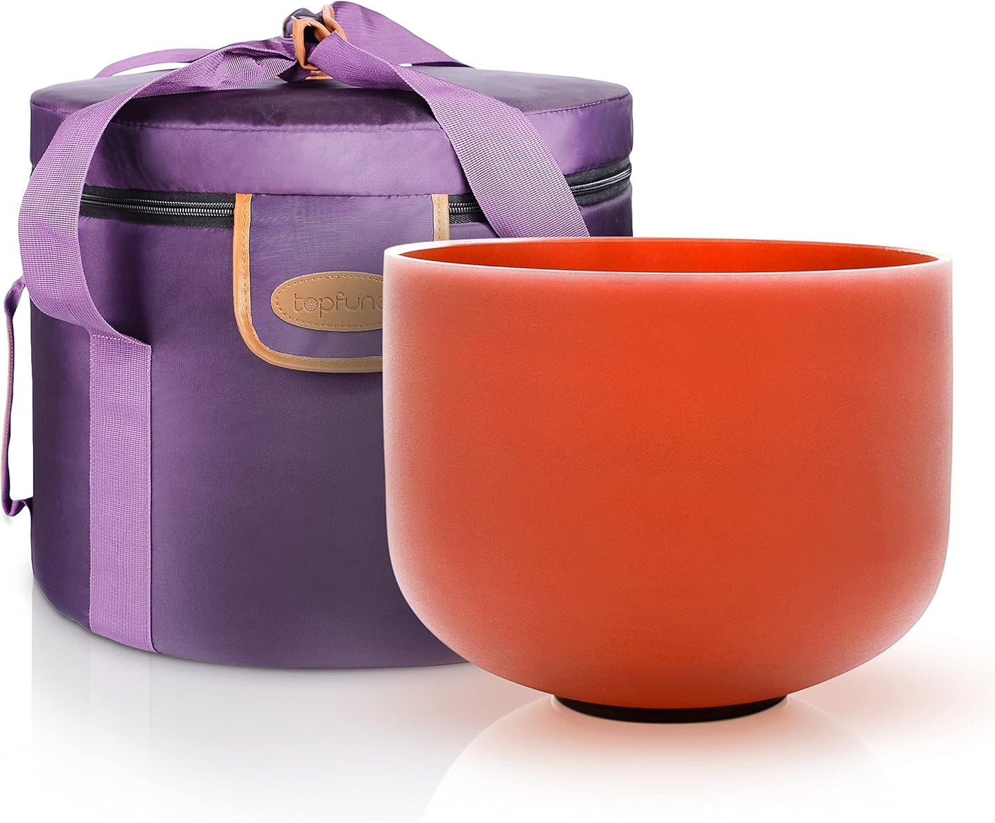 TOPFUND F Note Crystal Singing Bowl Heart Chakra 8 inch with Heavy Duty Carrying Case and Suede Striker