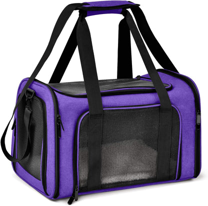 Henkelion Cat Carriers Dog Carrier Pet Carrier for Small Medium Cats Dogs Puppies up to 15 Lbs, Airline Approved Small Dog Carrier Soft Sided, Collapsible Waterproof Travel Puppy Carrier - Purple