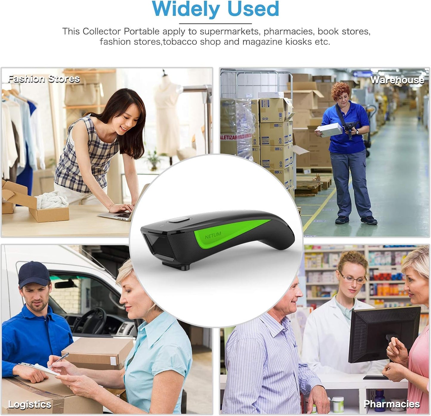 NETUM Bluetooth Mini 1D Barcode Scanner (C740) – Portable 3-in-1 Wireless POS Scanner