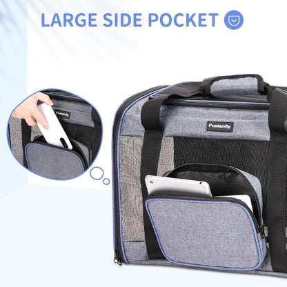 Fostanfly Cat Carriers for Large Cats 25 lbs, Dog Carriers for Small Dogs, Pet Bag for Medium Puppy Under 25lbs Travel Bag with Big Pocket,4 Ventilated Windows, 3 Doors