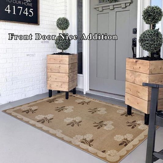 Front Door Mat Indoor Outdoor Rug 3x5 Floral Welcome Mat Outdoor