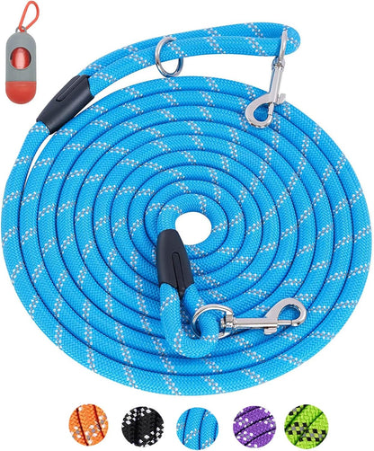 Long Rope Leash for Dog Training 10FT 16FT 30FT 50FT 100FT, Reflective Threads Check Cord Dog Leash Tie-Out Cable, Heavy Duty Dog Lead for Large Medium Small Dogs Outside Walking, Playing, Camping, or Yard