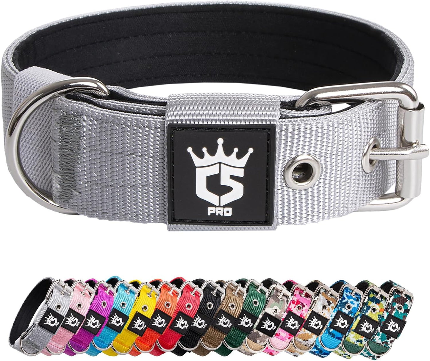 TSPRO Tactical Dog Collar 1.5 inch Wide Dog Collar Military Grade Strong Dog Collar Thick Dog Collar Heavy Duty Metal Buckle Dog Collar(Green-L)