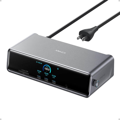 Anker Prime Docking Station (DL7400), 14-Port Triple Display with DisplayLink, 140W Max USB-C Port, Smart Display and Built-In Cooling Fan, Up to 8K, For macOS and Windows, DisplayLink Driver Required - PuriLite