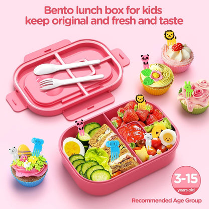 Lunch Box Kids Bento Box - 1300ML Ideal Leak Proof Bento Lunch Box for Kids School Lunchbox for Teens Toddlers Boys, Lunch Box Snack Containers with Utensil (Lunch Box-Purple)