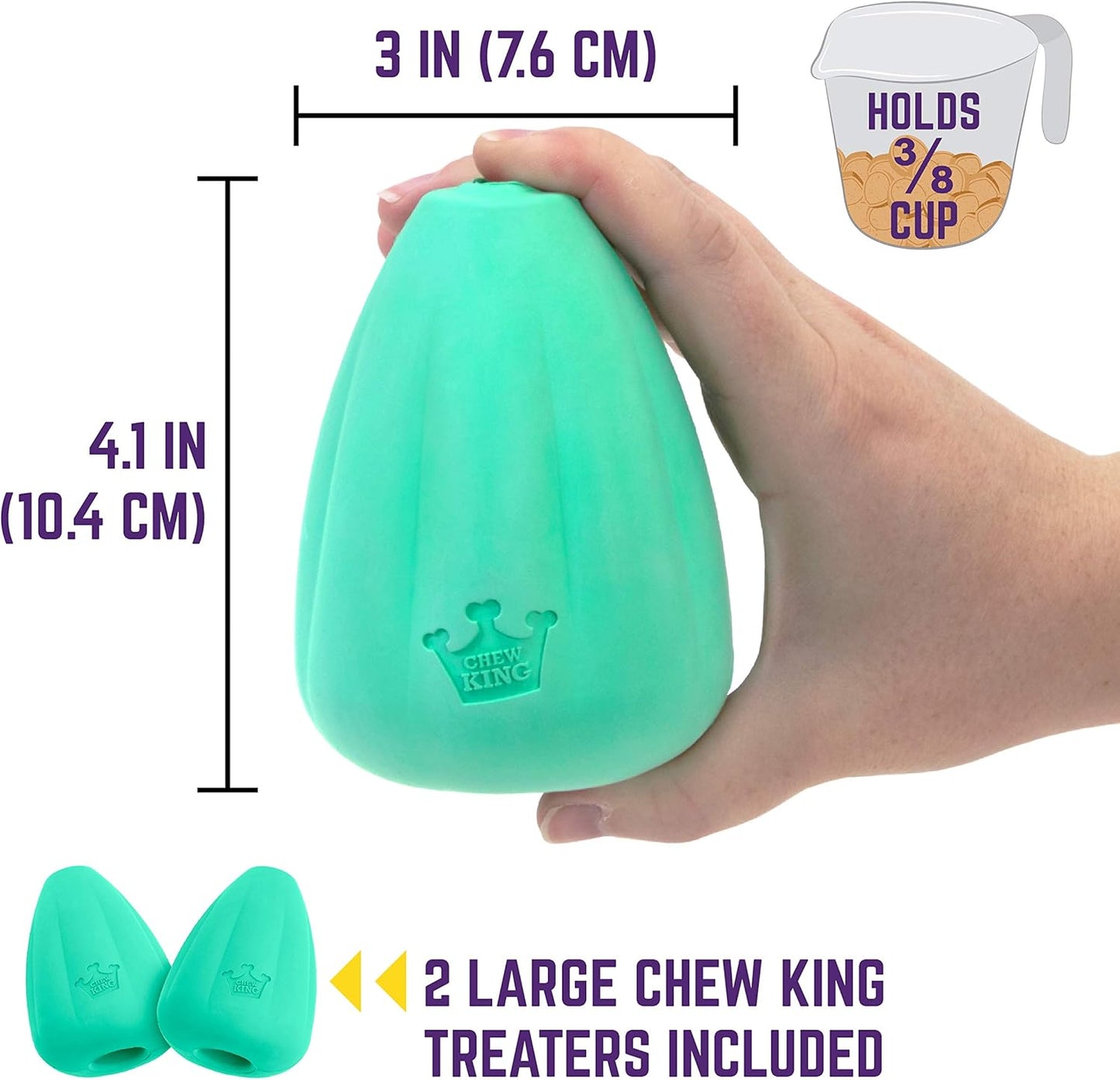 Chew King Premium Treat Dog Toy, L, Extremely Durable Natural Rubber Toy, Pack of 2