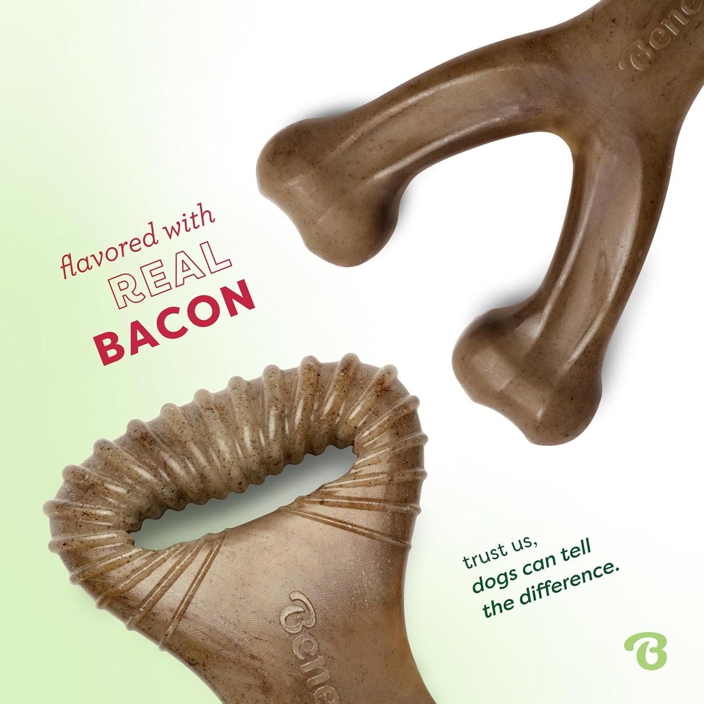 Benebone 4-Pack Durable Dog Chew Toys for Aggressive Chewers, Real Flavors, Made in USA, Medium