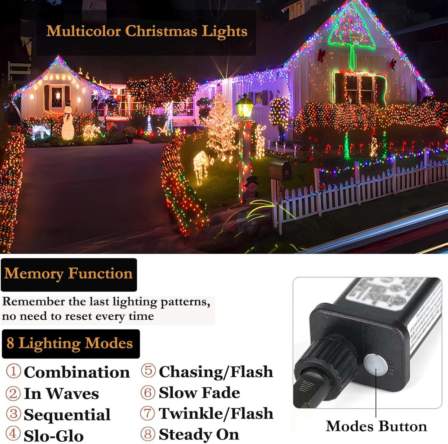 Tcamp 105FT 300 LED Purple Orange Halloween Decorations Lights Motion Activated Sync with 4 Scary Music, 6 Modes Halloween String Lights for Party Yard Outdoor Indoor Decor (3 Sets Connectable)