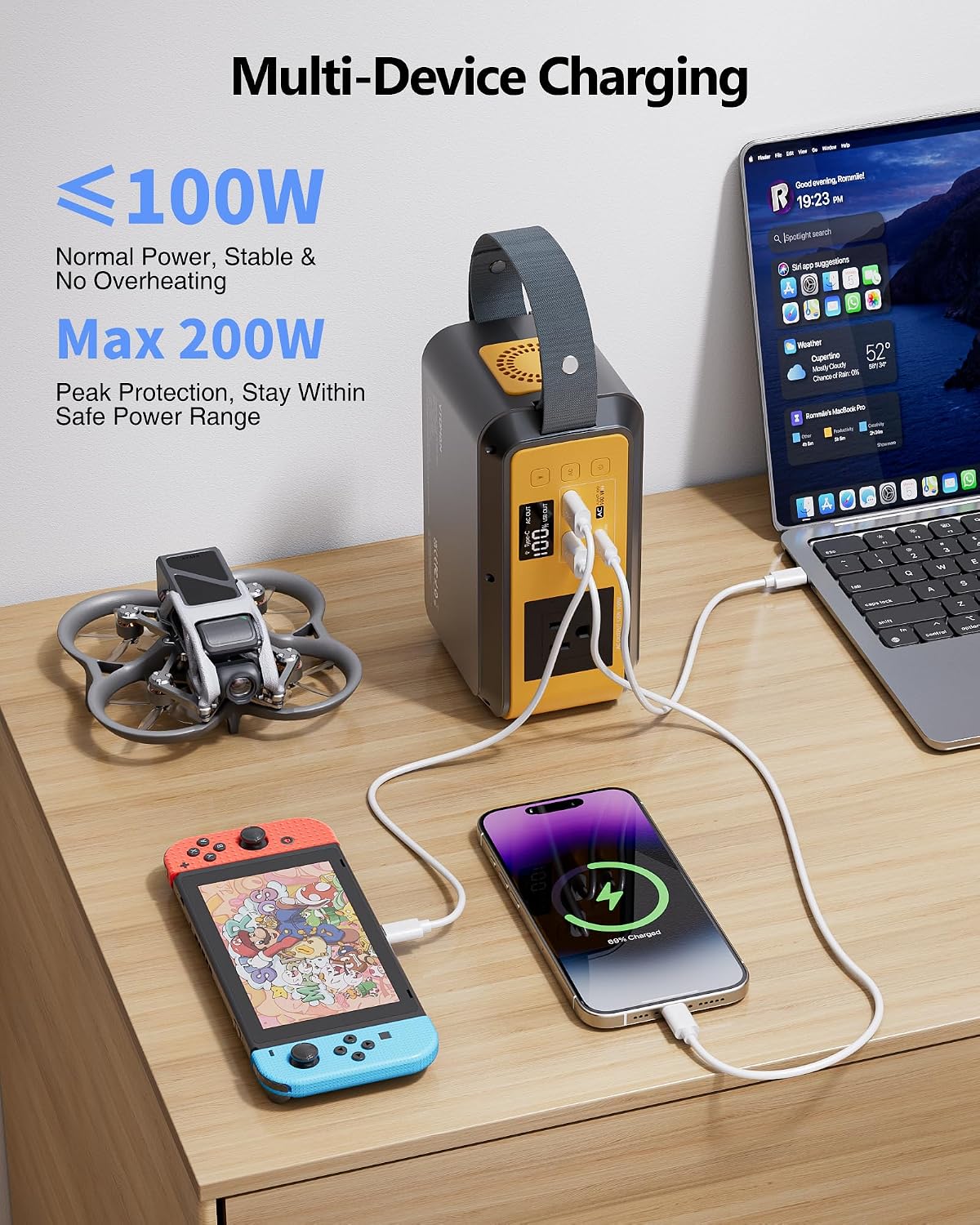VTOMAN Jump100 89.6Wh LiFePO4 Portable Power Station 100W AC PD65W Type-C