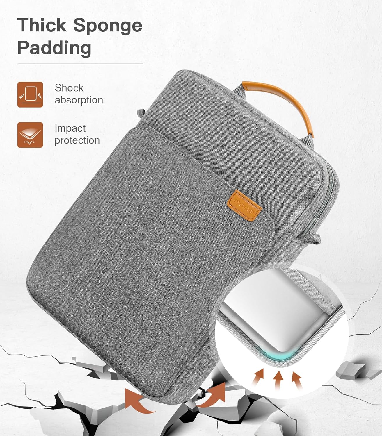 MoKo 13.3-14 Inch Laptop Sleeve Bag Fits MacBook Pro M3/M2 14" 2023, MacBook Pro 13" M2, New MacBook Air 13.6" M3/M2 2024/2022,Tab S8 Ultra 14.6",Handle Carrying Case with Shoulder Strap, Black & Gray - PuriLite