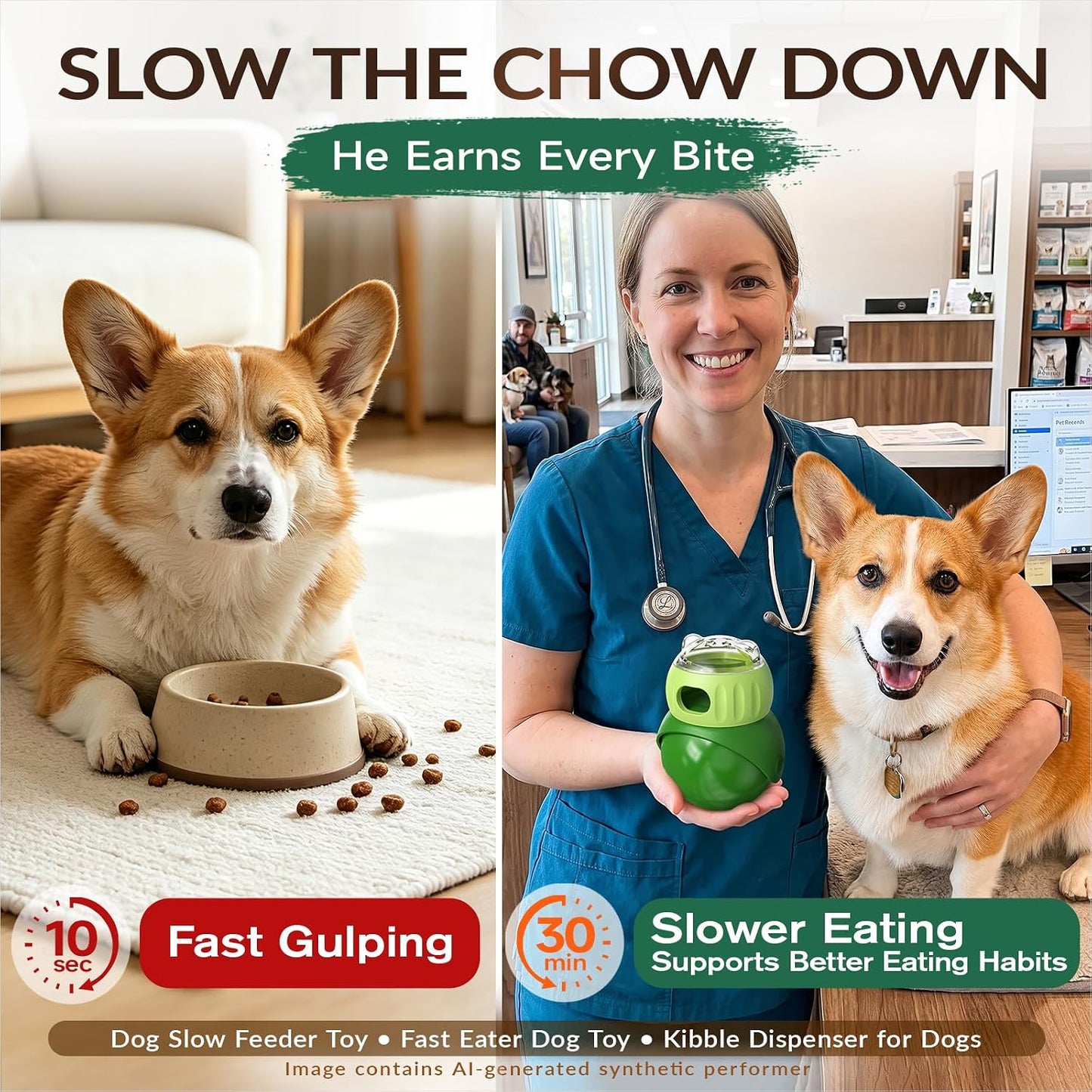 KADTC Wobble Treat Dispensing Ball, Slow Feeder & Puzzle Toy for Small Dogs | Adjustable reward flow and no-tip forward motion: extend indoor mealtimes, burn energy, stimulate the mind, and beat boredom.